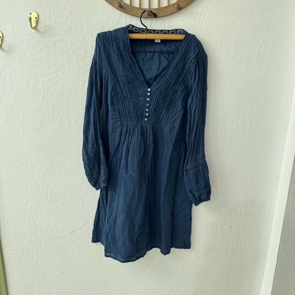 Sundance Blue Hallie Pintuck Eyelet Trim Button Front Dress XS - Picture 6 of 6